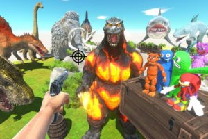 FPS Avatar Rescues Rainbow Friends and Fights GODZILLA - Animal Revolt Battle Simulator