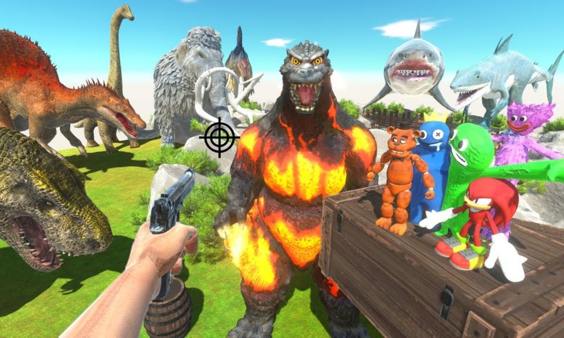 FPS Avatar Rescues Rainbow Friends and Fights GODZILLA - Animal Revolt Battle Simulator