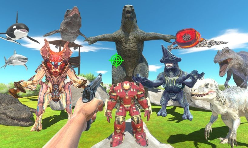 FPS Avatar in Jurassic Park Rescues Hulkbuster and Fights GODZILLA - Animal Revolt Battle Simulator