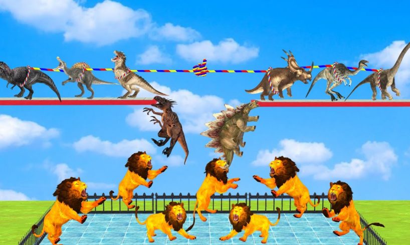 Herbivore Dinosaurs vs Carnivore Dinosaurs Tug of War - Animal Revolt Battle Simulator