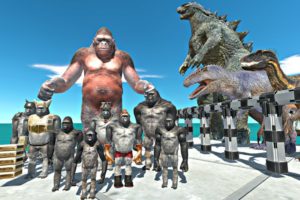 Mutant Primates Rescues Godzilla 2014, Dinosaurs and Fight - Animal Revolt Battle Simulator