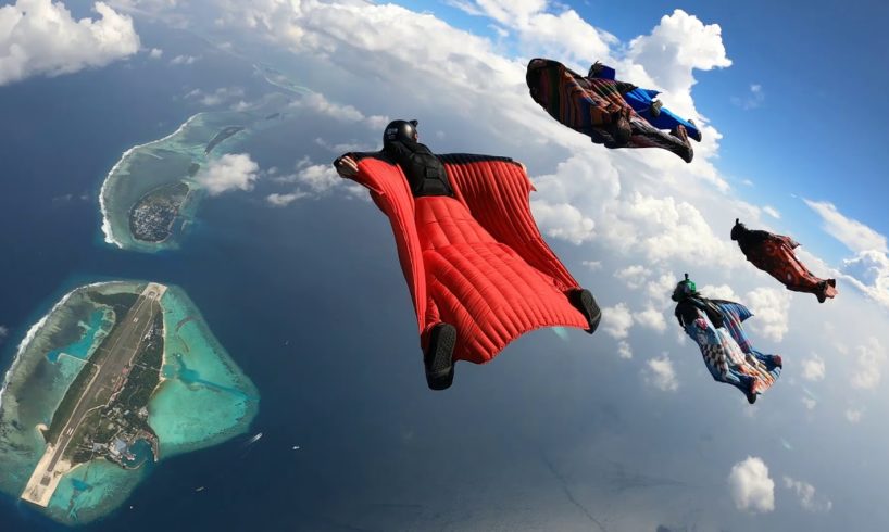 Wingsuit Flying over the Maldives Islands