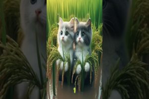 cats playing in the rice fields#anime#animal#animals#cat#babycat#funnyvideo#short#shorts