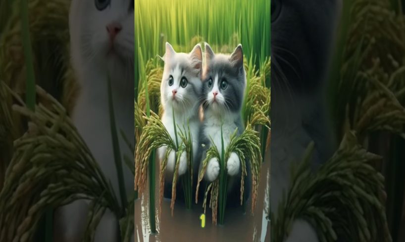 cats playing in the rice fields#anime#animal#animals#cat#babycat#funnyvideo#short#shorts