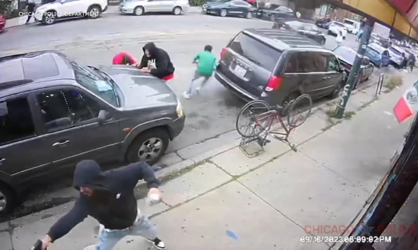 Chicago shootout that injured innocent bystander caught on video