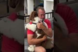 Dad breaks down into tears after family surprises him with new puppy 🥹❤️