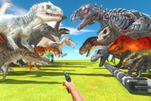 FPS Avatar Rescues T-REX Evolution and Fights Indominus Rex Team - Animal Revolt Battle Simulator