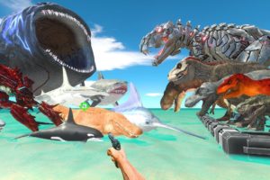 FPS Avatar Rescues T-REX Evolution and Fights Sea Monsters - Animal Revolt Battle Simulator