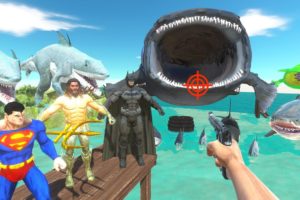 FPS Avatar in Jurassic Park Rescues Superheroes and Fights Bloop - Animal Revolt Battle Simulator