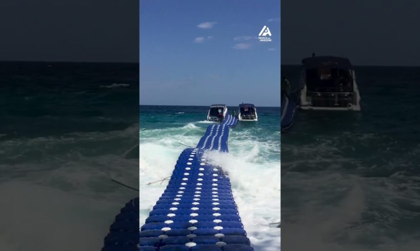 Guy Runs on Moving Platform to Boats | People Are Awesome