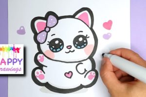 How to Draw  a Super Cute  Kitten - Happy Drawings