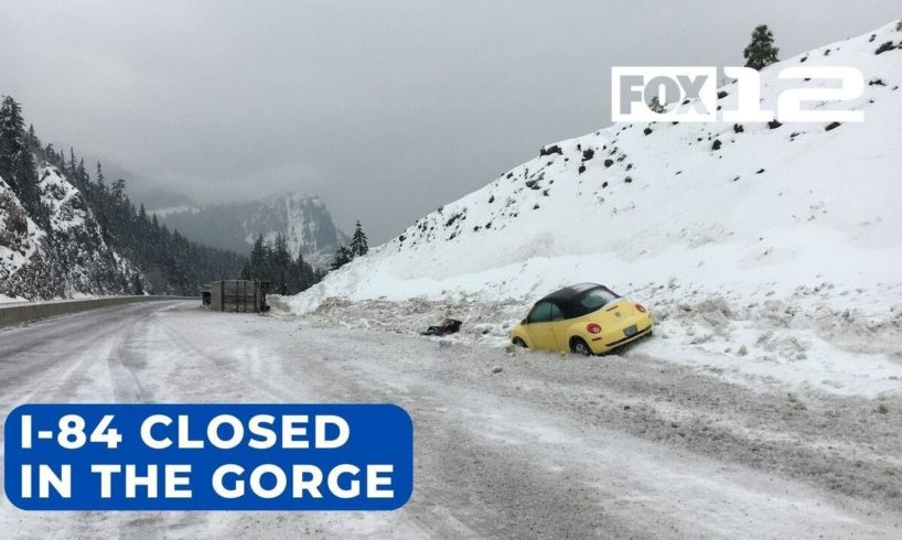 Ice storm shuts down I-84 between Troutdale and Hood River