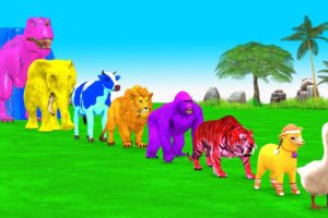 Paint Animals Duck Sheep Tiger Gorilla Lion Cow Elephant Dinosaur Fountain Crossing Animal Game New