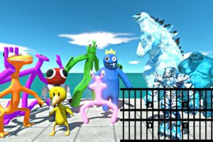 Rainbow Friends Rescues Ice Godzilla 2014 Team and Fight - Animal Revolt Battle Simulator