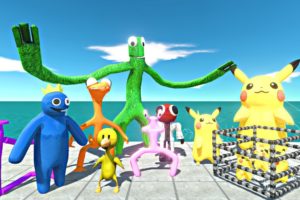 Rainbow Friends Rescues Multiplying Pikachu Team and Fight - Animal Revolt Battle Simulator