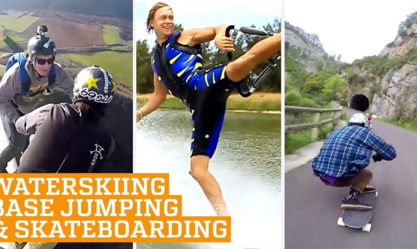 TOP THREE Barefoot Waterskiing, Base Jumping & Downhill Skateboarding | PEOPLE ARE AWESOME