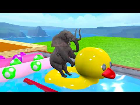 Paint Animals Gorilla Cow Tiger Lion Elephant Fountain Crossing Animal Game Wild Animals Show 5