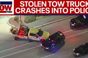 Dangerous police chase: Stolen tow trucks crashes into cars, police cruisers | LiveNOW from FOX