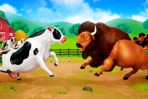 Don't Miss the End - Angry Bison vs Cow and Buffalo Fighting Video | Wild Animals Comedy Cartoons