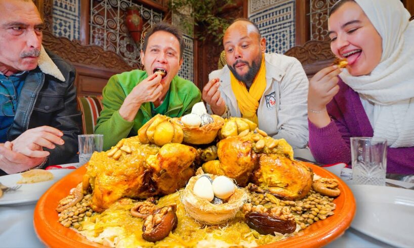 Food Tour in Fez, Morocco!! HUGE CHICKEN MOUNTAIN + Best Street Food in Fez!