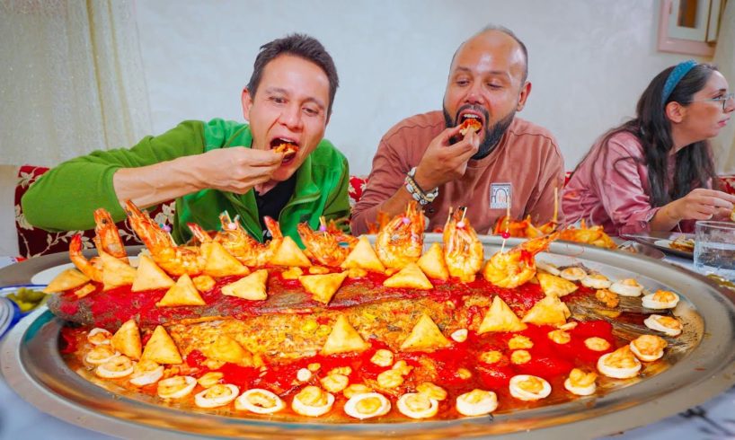 Insane Moroccan Food!! 🐟 Giant Dinner Platter + Street Food Tour in Rabat, Morocco!