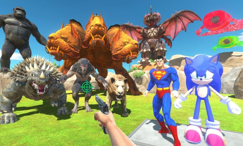 Jurassic World Evolution FPS Avatar Rescues Superman and Sonic - Animal Revolt Battle Simulator