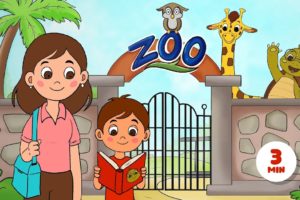 Learning Wild Zoo Animals. Funny Educational Cartoon for Kids. English Nursery Rhymes and Songs