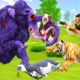 Lion VS Tiger Attacks Cartoon Cow Saved By Woolly Mammoth Animal Fight | Animals Mammoth War