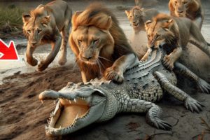 Lion vs Crocodile Great Battle | Craziest Animal Fights of All Time Caught Camera