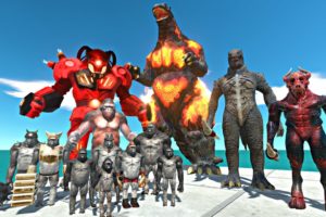 Mutant Primates Rescues Burning Godzilla Evolution and Fight  - Animal Revolt Battle Simulator