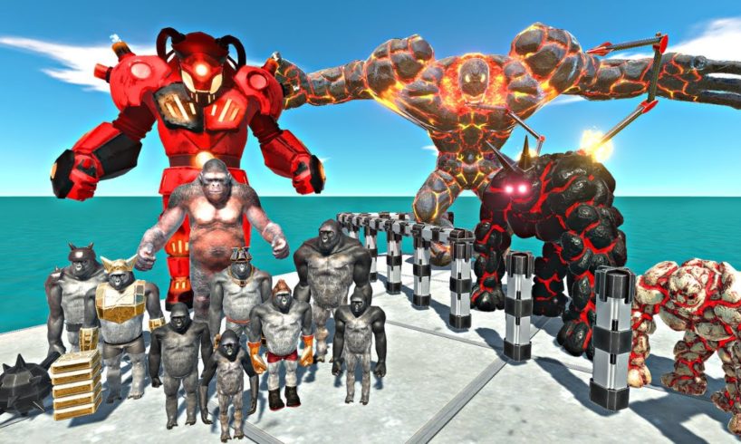 Mutant Primates Rescues Lava Golem Evolution and Fight  - Animal Revolt Battle Simulator