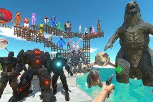 PARKOUR ZIG-ZAG and HUNTING GODZILLA and Rescues Black Superheroes - Animal Revolt Battle Simulator