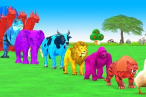 Paint Animals Duck Tiger Gorilla Lion Cow Elephant Dinosaur Hydra Fountain Crossing Animal Game New