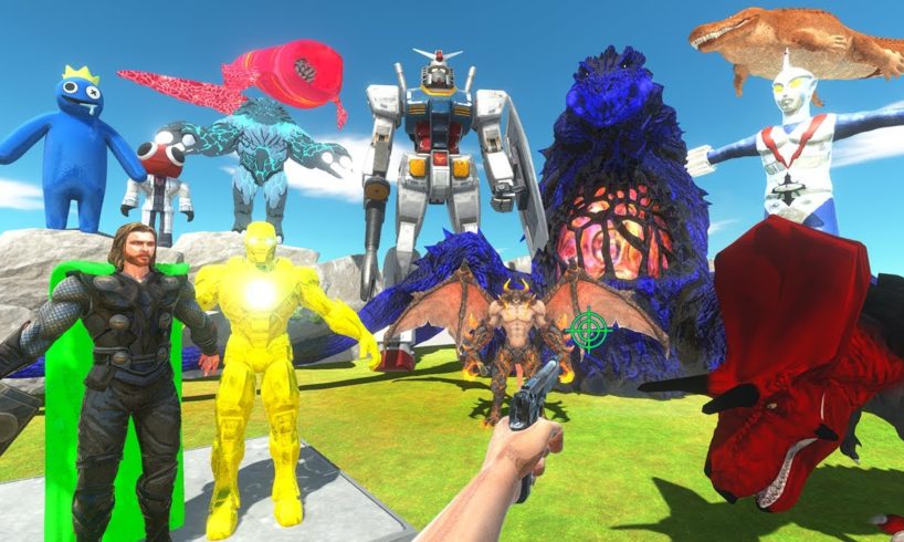Rescues Thor, Iron Man in Jurassic Park and Fights Biollante - Animal Revolt Battle Simulator