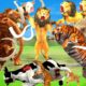 10 Lion Vs 10 Mammoth Elephant Fight Giant Tiger Chase Cow Cartoon Big Bull Saved by Woolly Mammoth