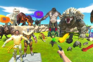 FPS Avatar Rescues Aquaman and Thanos and Fights Giant Reptiles - Animal Revolt Battle Simulator