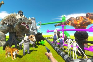 FPS Avatar Rescues Lava Golem and Fights Animals and Dinosaurs - Animal Revolt Battle Simulator