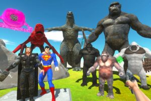 FPS Avatar Rescues Superman and Thor and Fights The Gorilla King - Animal Revolt Battle Simulator