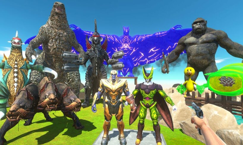 FPS Avatar Rescues Thanos and Perfect Cell and Fights Dinosaurs - Animal Revolt Battle Simulator