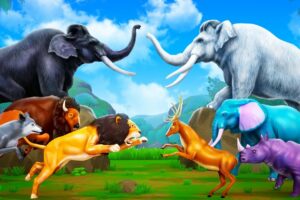 Good vs Bad - Black Mammoth vs White Mammoth | Epic Animal Fights | Animal Kingdom Revolt Cartoons