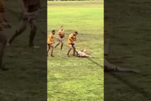 Hit so hard, he hurt himself! 😲 #rugbyzone