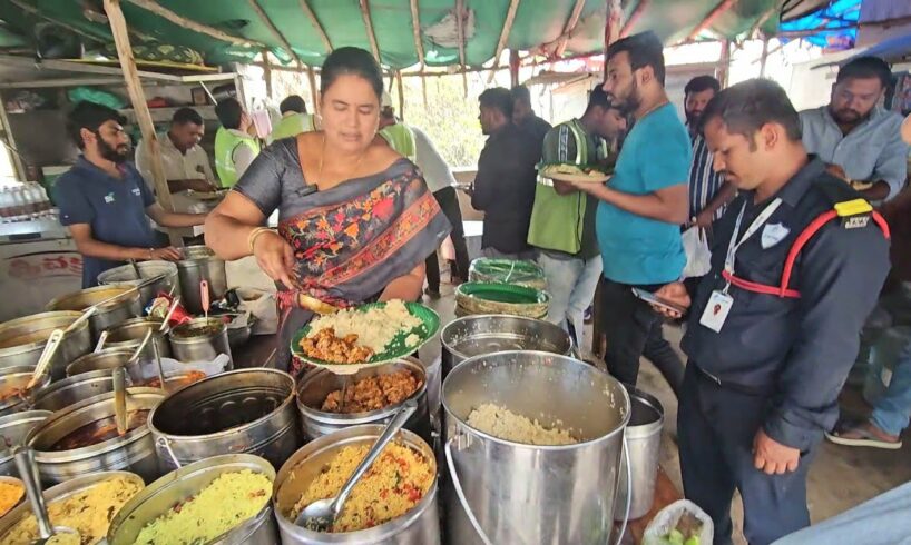 Hyderabad Famous Anuradha Debi Serves Best Roadside Meal | Non Veg Thali 100 Rs | Indian Street Food