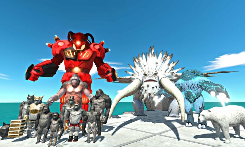 Mutant Primates Rescues Bewilderbeast Evolution Ice Team and Fight  - Animal Revolt Battle Simulator