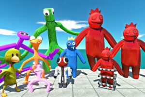 Rainbow Friends Rescues Multiplying Devil Rainbow Red and Fight - Animal Revolt Battle Simulator