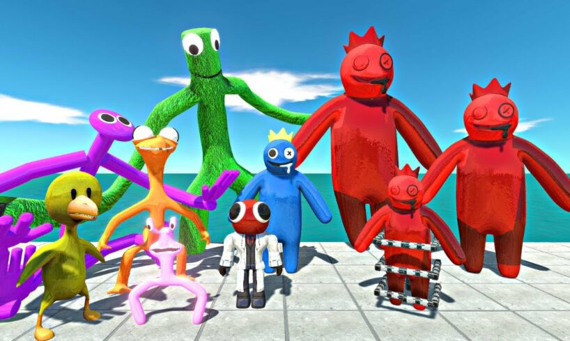 Rainbow Friends Rescues Multiplying Devil Rainbow Red and Fight - Animal Revolt Battle Simulator