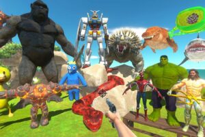 Rescues Hulk,Aquaman and Spiderman and Fight Big Boss Gorilla Kong - Animal Revolt Battle Simulator