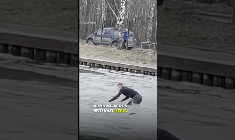 This man is risking his own life to save a drowning dog 😱❤️