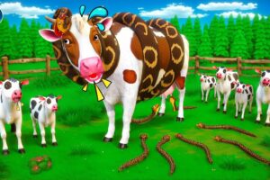 Giant Snake vs Cow Family: Dramatic Rescue by an Eagle! Animal Rescue Cartoon Videos 2024