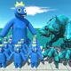 Rainbow Friends Blue Rescues Ice Three Heads Dogs and Fight - Animal Revolt Battle Simulator