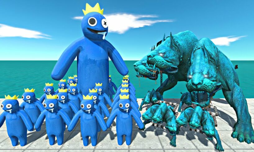 Rainbow Friends Blue Rescues Ice Three Heads Dogs and Fight - Animal Revolt Battle Simulator